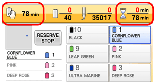 Embroidery time indicator